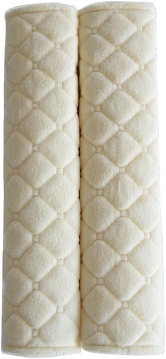 Autogordelkussens - Gordelbeschermers - Comfortabel Rijden - Superzacht Pluche - 6x26cm - Beige