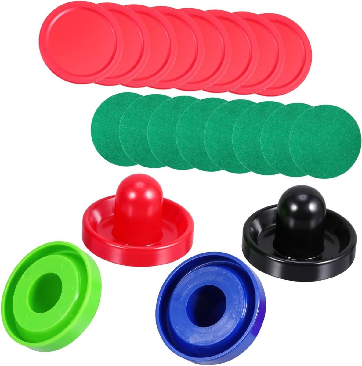 Air Hockey Accessoires - Pucks en Pushers - Tafelspel Spelen - Bodemkussen voor Snel Glijden - 9.6CM x 2 stuks