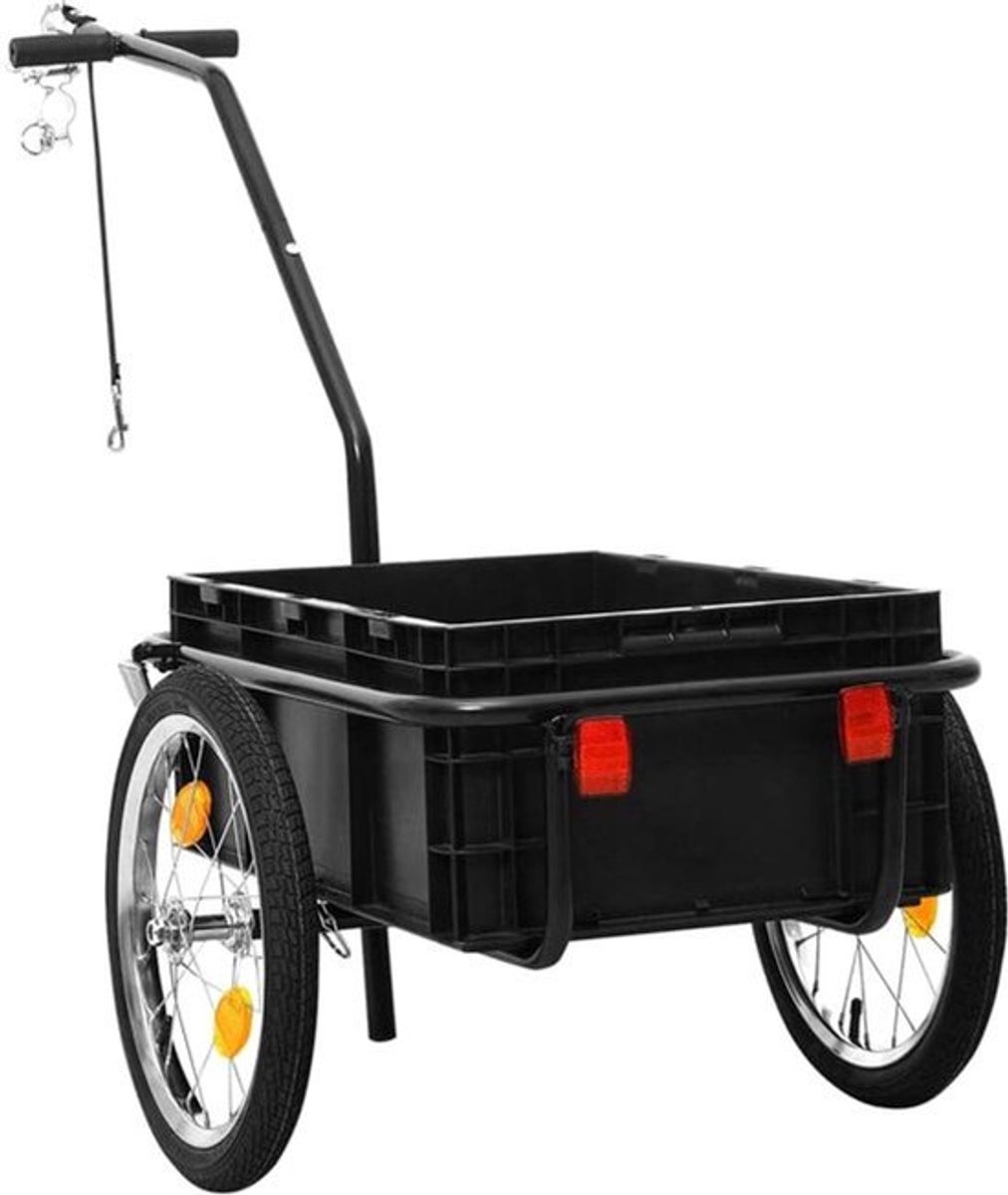 Fietskar – Fietstrailer – Transportkar – Handkar – Fietstrolley – Stalen Frame – 50 kg Belastbaar – Weerbestendige Afdekhoes – Zwart