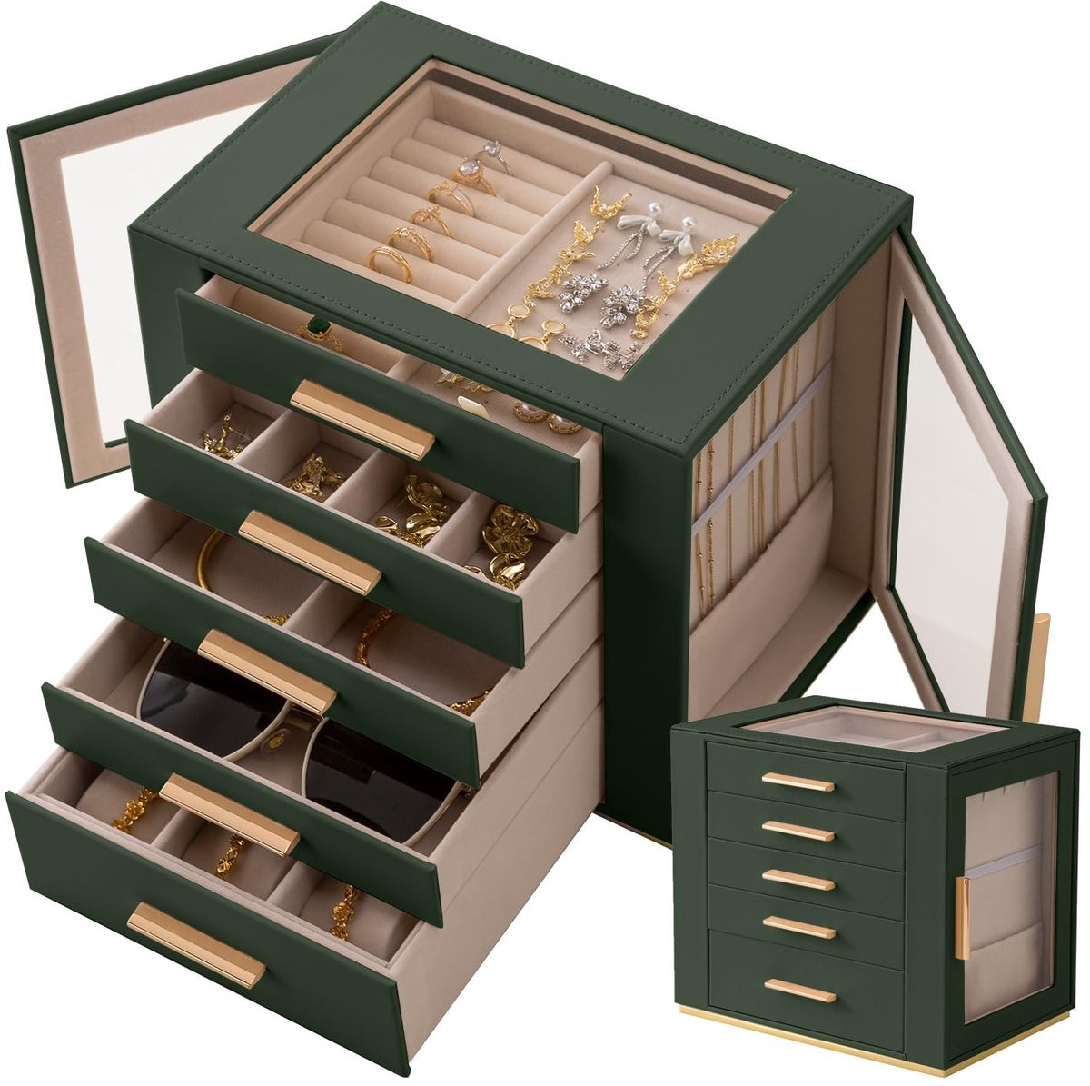 Omgoods - 5-Laags Sieradenbox in Donkergroen