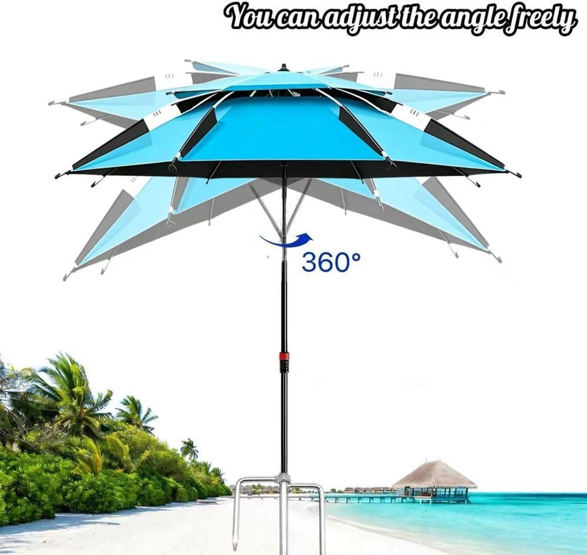 Omgoods - 360° Draaibare Strandparasol met Draagtas