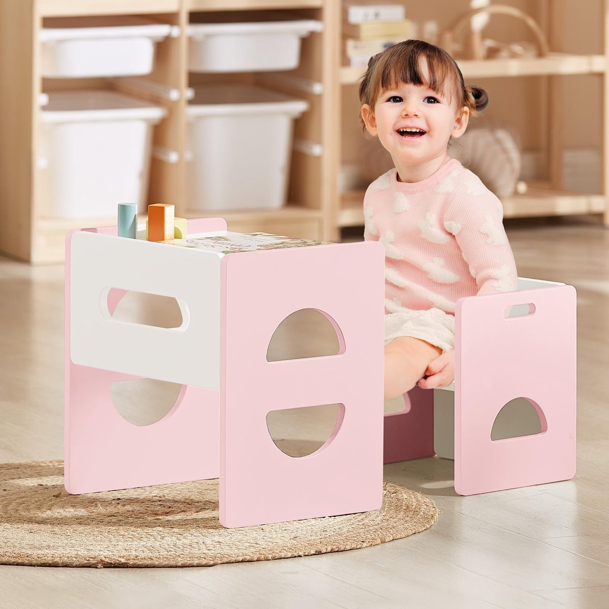 Omgoods - Montessori Tafel en Stoel Set voor Kinderen - Klein, Roze