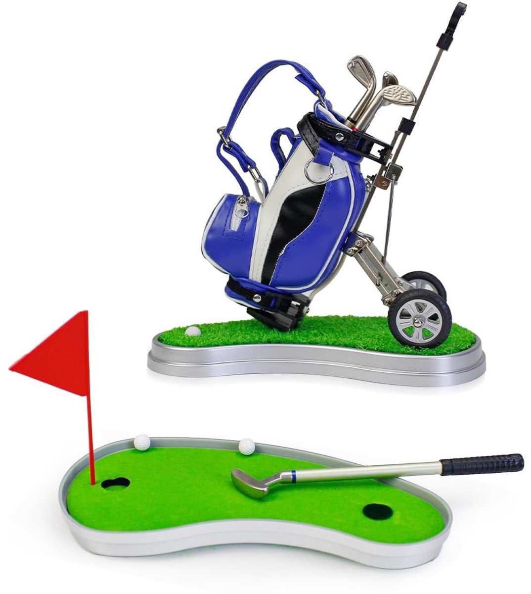 Omgoods - Mini Golf Desktop Set - Golf Club Penhouder met Putting Green