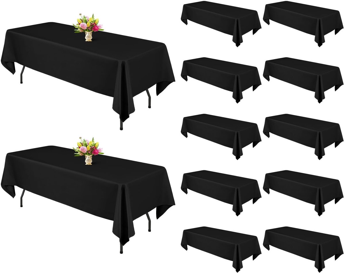 Omgoods - Set van 12 Zwarte Rectangulaire Tafelkleedjes 60 x 126 Inch