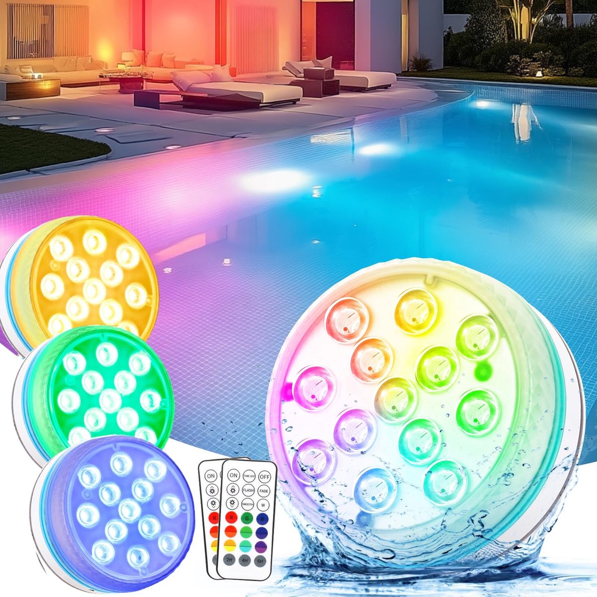 Omgoods - Set van 4 LED Onderwaterlichten met Afstandsbediening