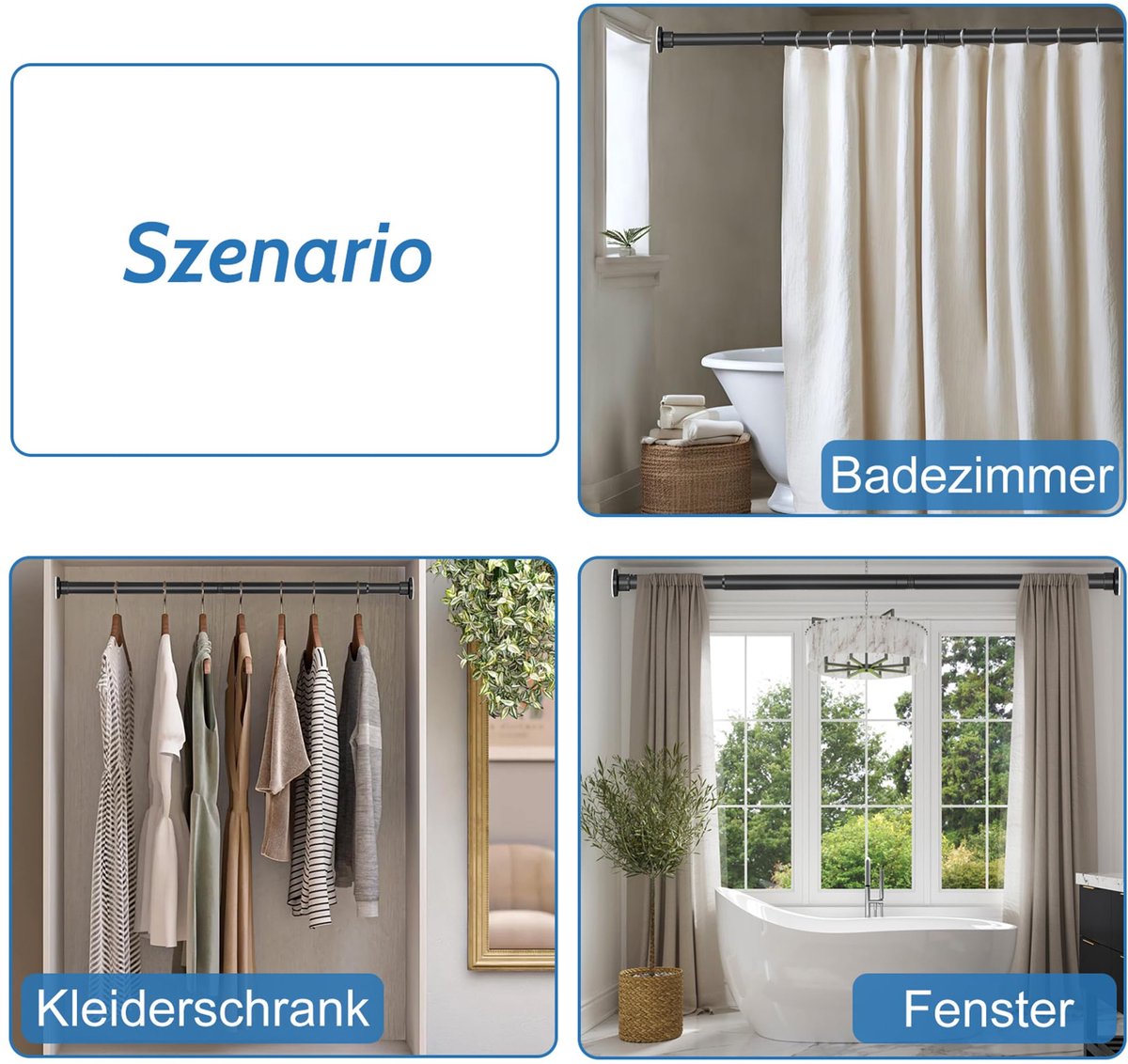 SnelShoppen - Douchegordijnstang Intrekbaar 70-165,5 cm - Verstelbare Zwarte Douchestang Zonder Boren - Roestvrij Staal en Antislip - Ideaal voor Badk
