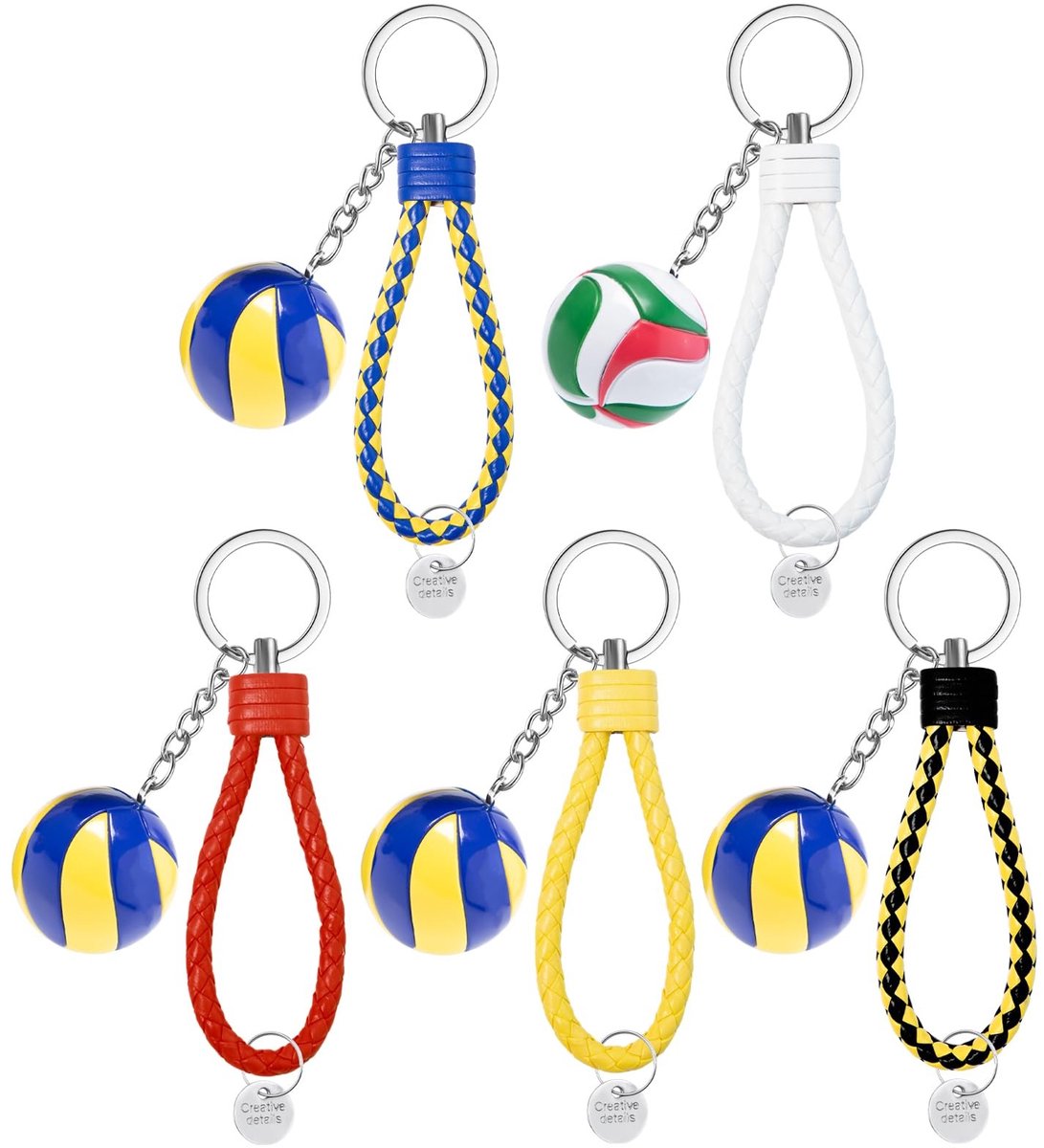 Omgoods - 5 Stuks Volleybal Sleutelhangers - Creatief Cadeau voor Sportliefhebbers