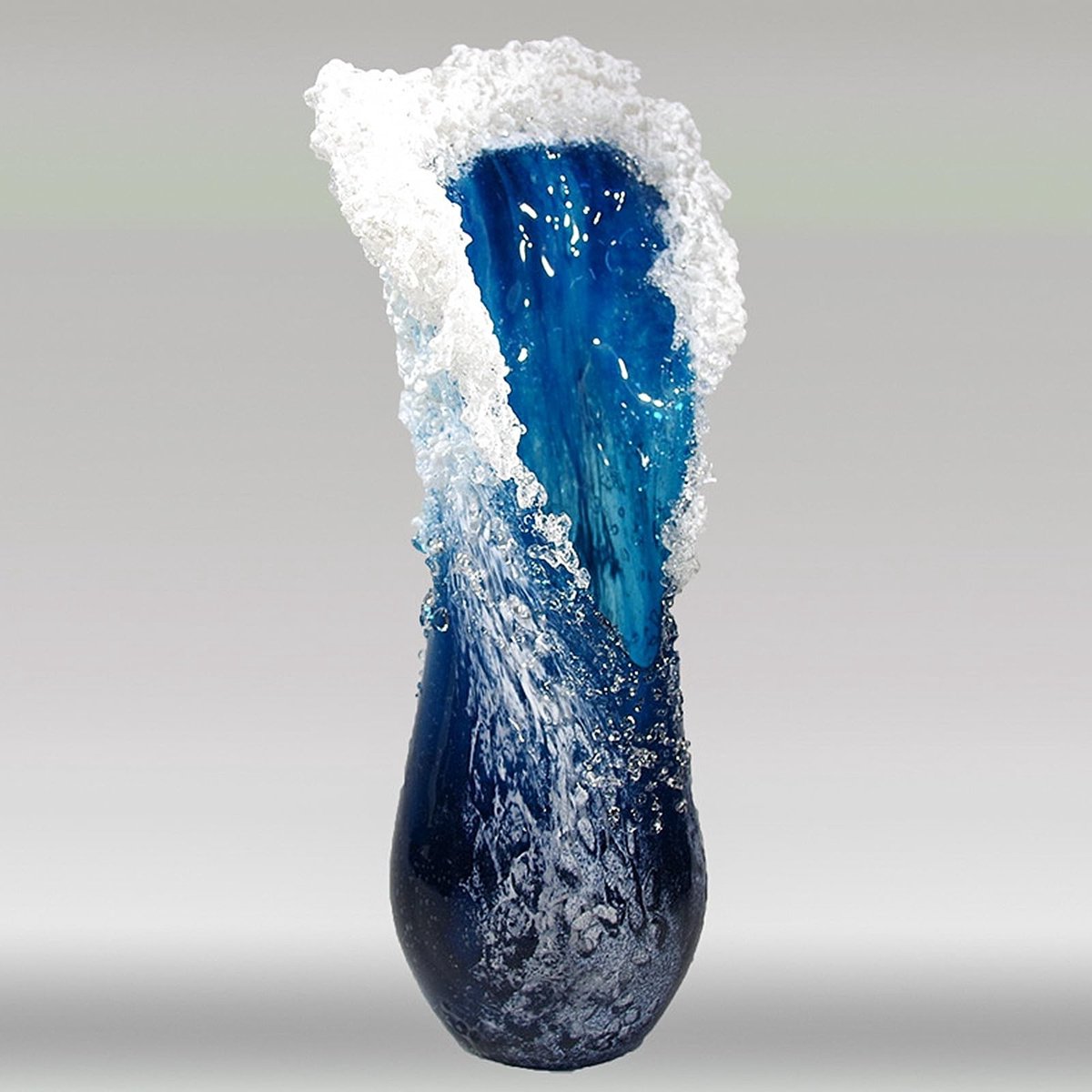 Omgoods - Moderne Glazen Vaas met Golf Motief voor Bloemen (M)