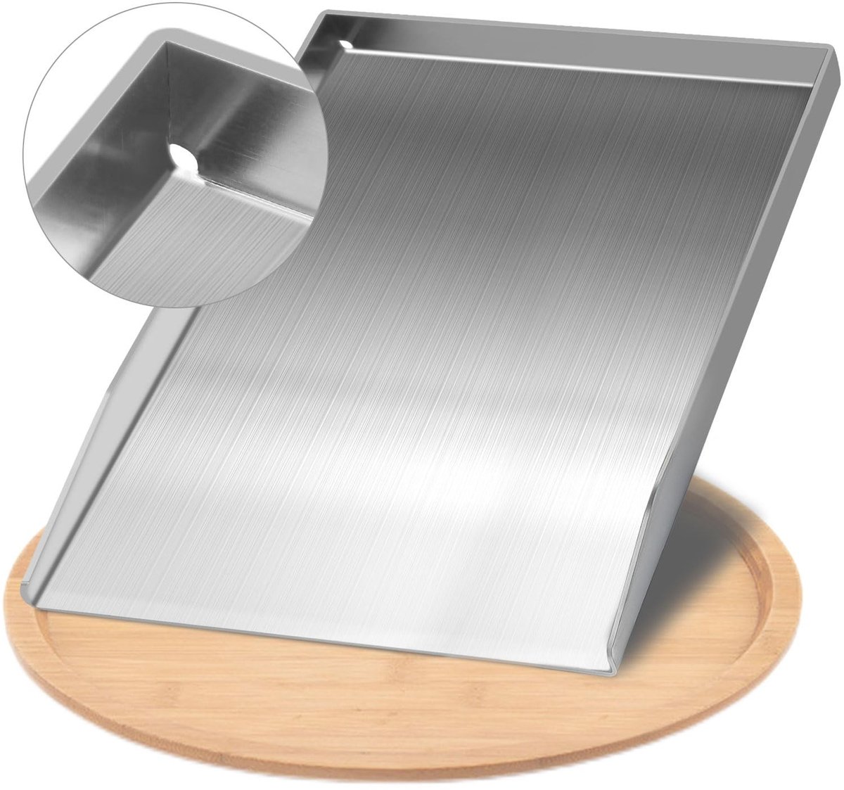 Omgoods- Grillplaat Roestvrij Staal 28 x 20 cm - Grillplaat voor Gas/Kolen - BBQ-accessoires - Temperatuurbestendig - Gezond Grillen - Allergievrij - Barbecueplaat