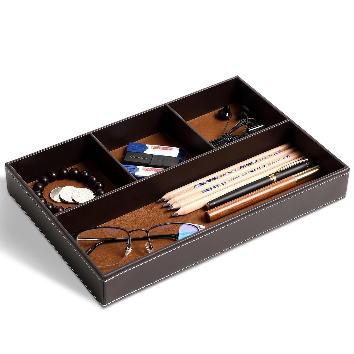 Omgoods - Luxe Opbergtray van Faux Leer met 4 Compartimenten