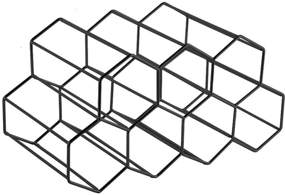 Omgoods- Wijnrek zwart - Vrijstaand metaal - Wijnfleshouder - Decoratief - Betrouwbare structuur - Gemakkelijk schoon te maken