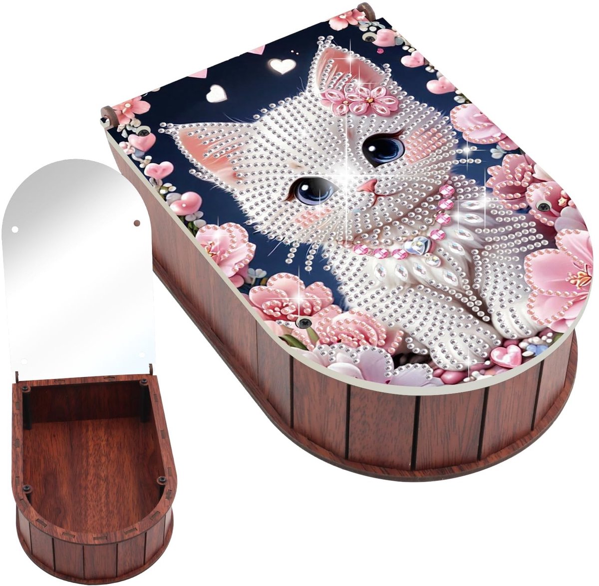 Omgoods - Dieren-opbergdoos met Spiegel en Cosmetica-organizer