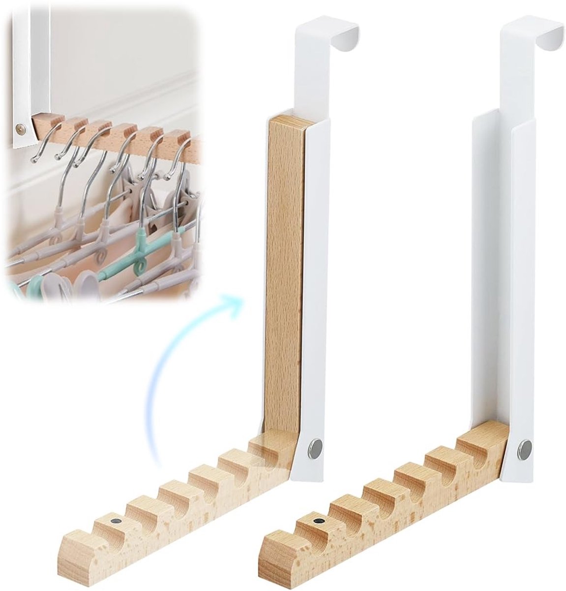 Omgoods - Vouwbare Deurkleding met 6 Haken voor Kleding en Accessoires