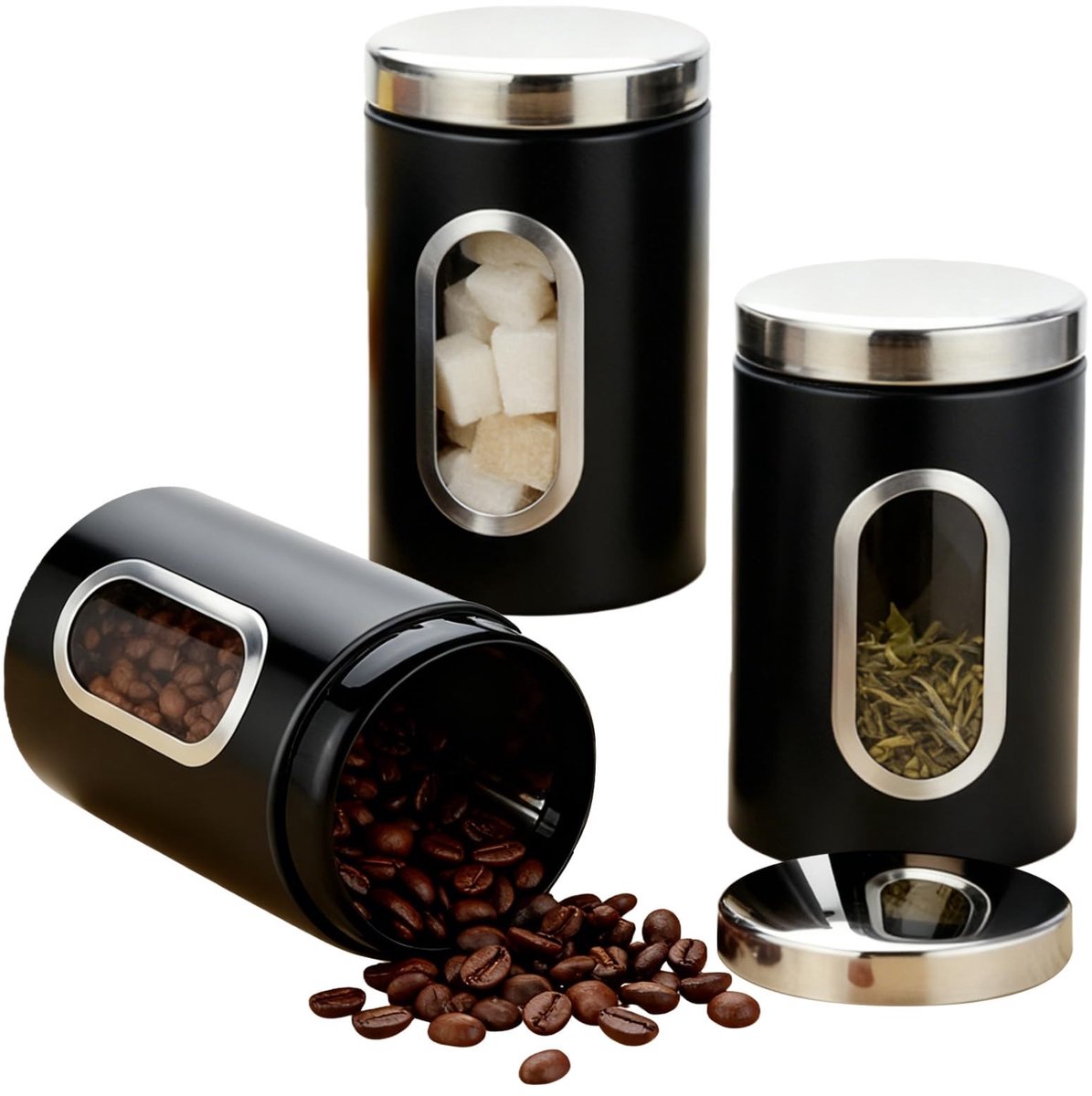 Omgoods - Set van 3 Luchtdichte RVS Koffiecontainers