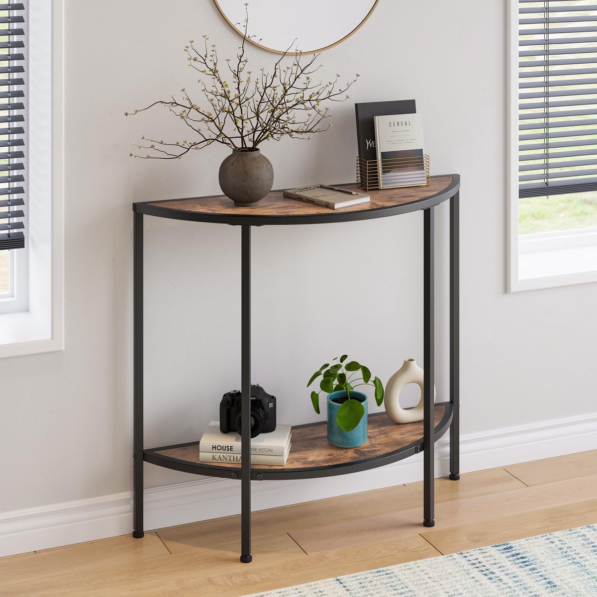 Omgoods - Smalle Console Tafel met Opslag en Stalen Frame