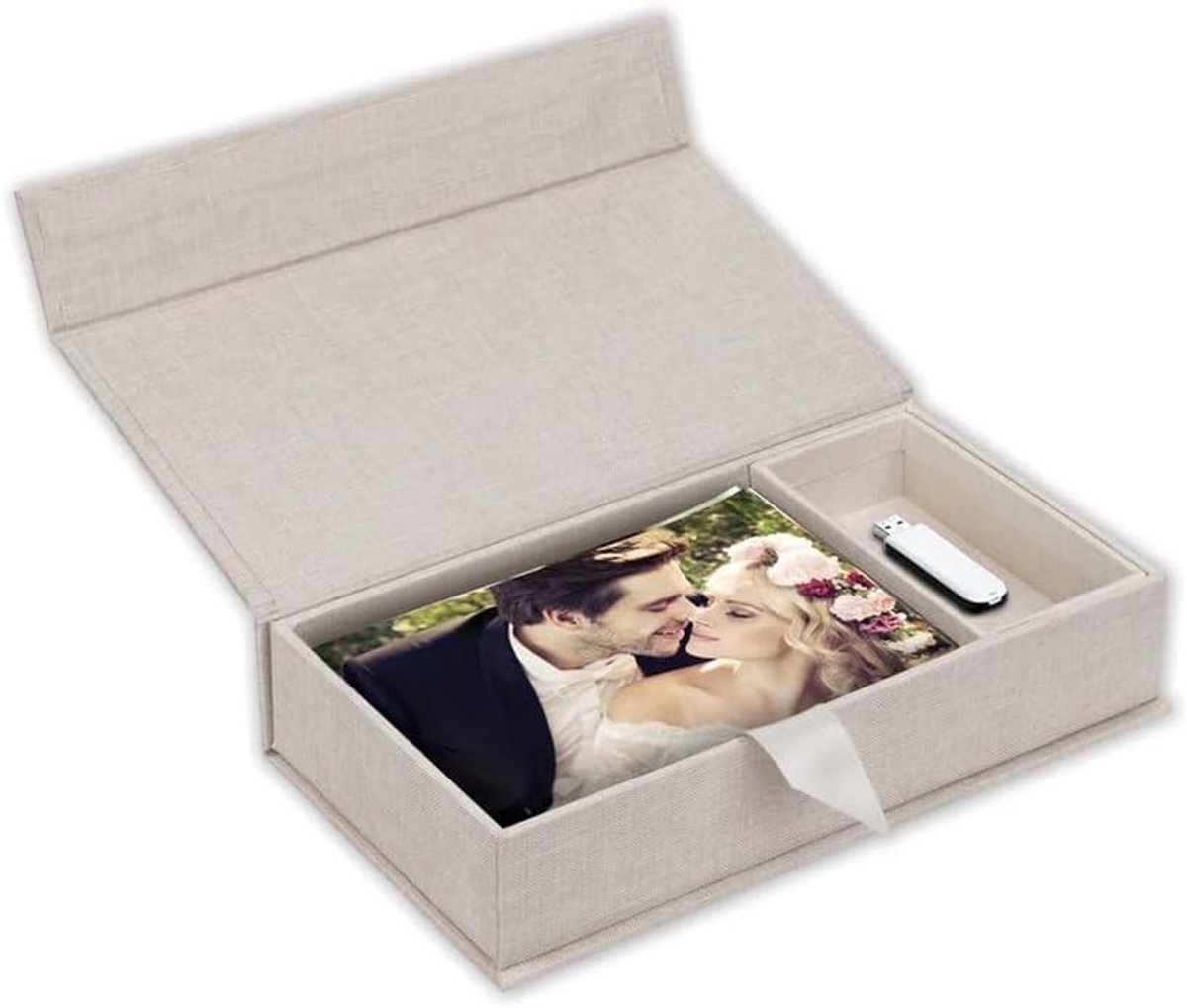 Omgoods - Elegante Foto Box van Katoen voor Herinneringen en USB