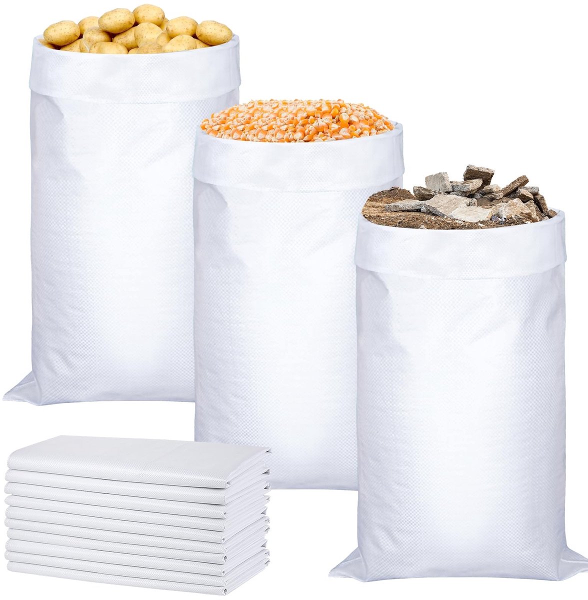 Omgoods - Set van 10 Witte Polypropyleen Zakken, 65 x 105 cm voor Opberg en Afval