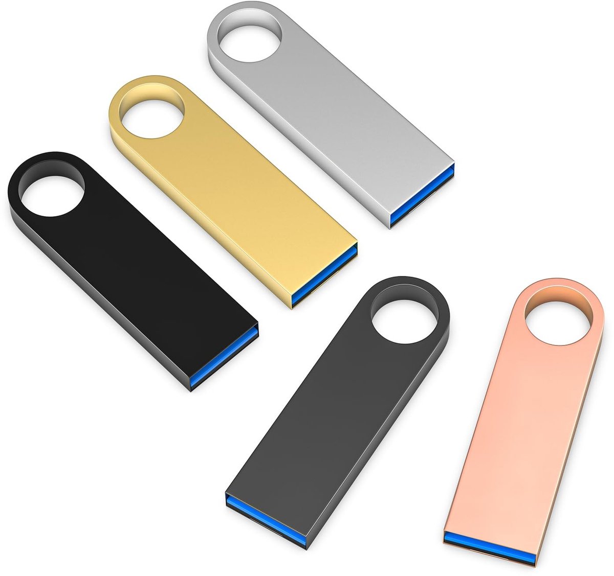 Omgoods - USB Stick 32GB Mini Metal Geheugen met 5 Sleutelhangers