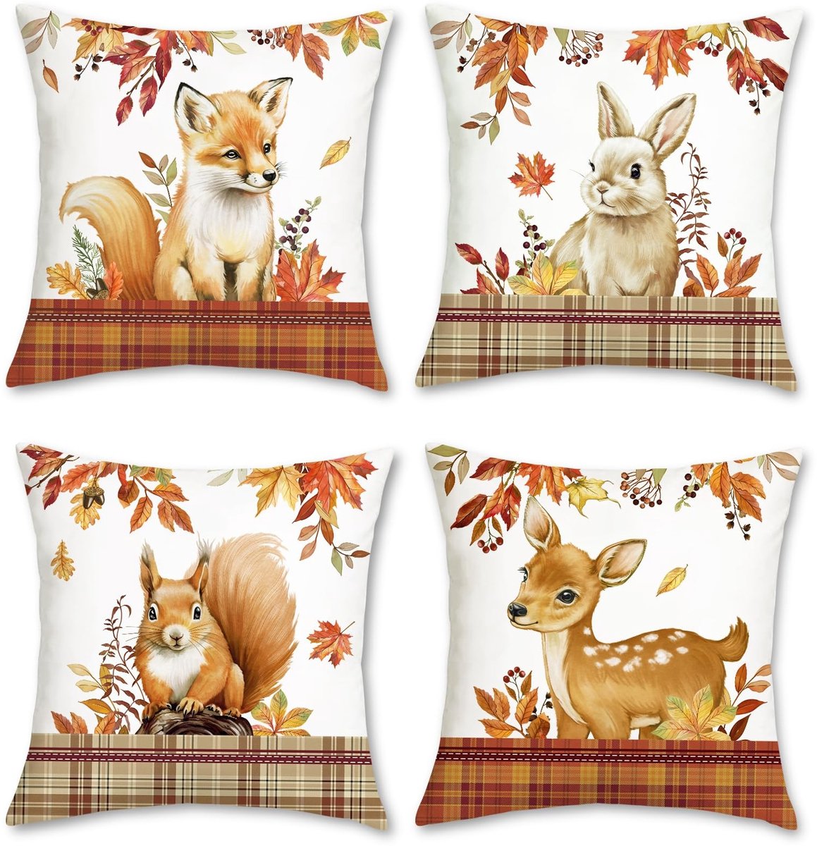 Omgoods - Set van 4 Dierenthema Kussenhoezen 45x45 cm