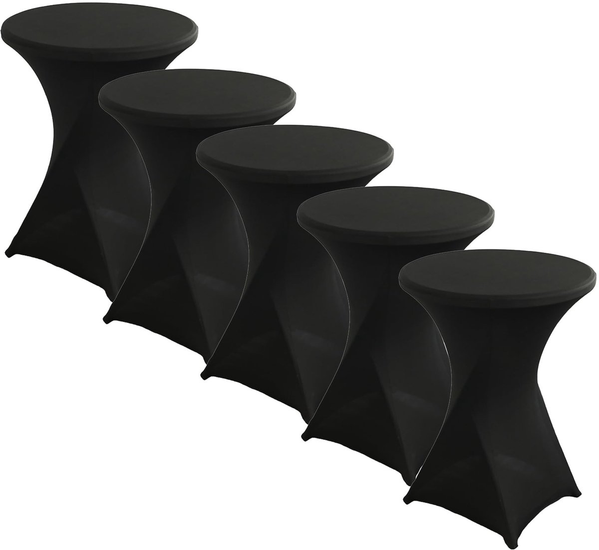Omgoods - Stretch Spandex Tafelcovers voor Bistro Tafel (Set van 5) Zwart