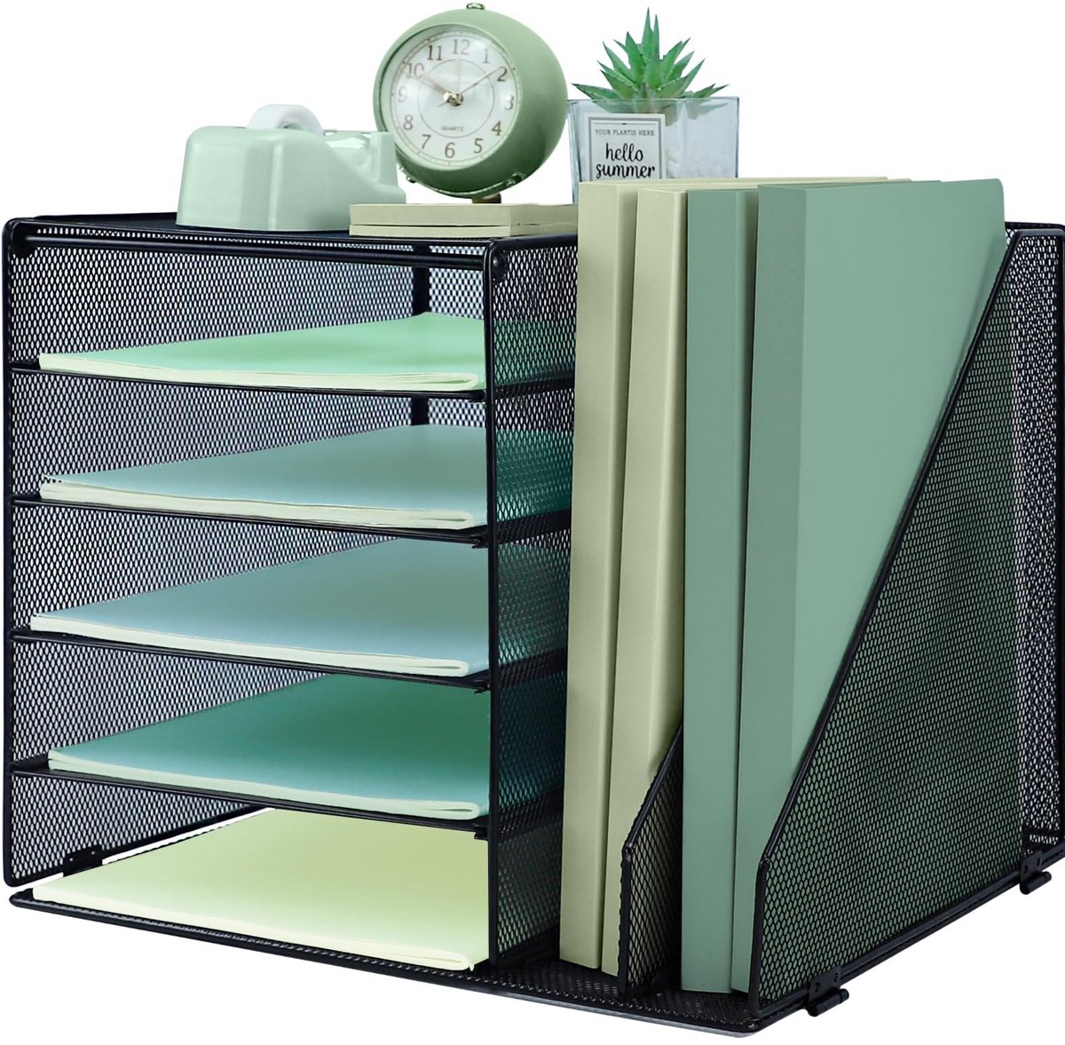 Omgoods - 5 Laags Bureau Documenten Organizer met 2 Verticale Bestandsordners