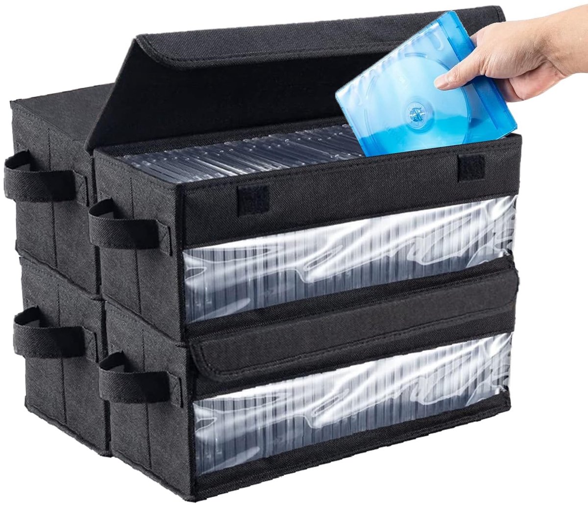 Omgoods - 4 Pack CD-opbergdozen met Deksel voor 200 CD's