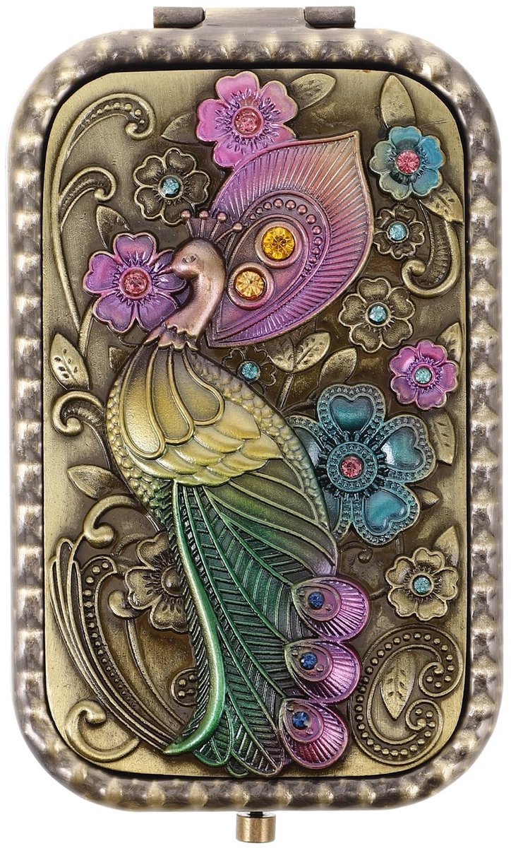 Omgoods- Zakspiegel Dubbelzijdig - Opvouwbare Ronde Spiegel - Vintage Make-up Spiegel - Compacte Reisspiegel - Metalen Constructie - Ideaal voor Geschenken - Make-upspiegel