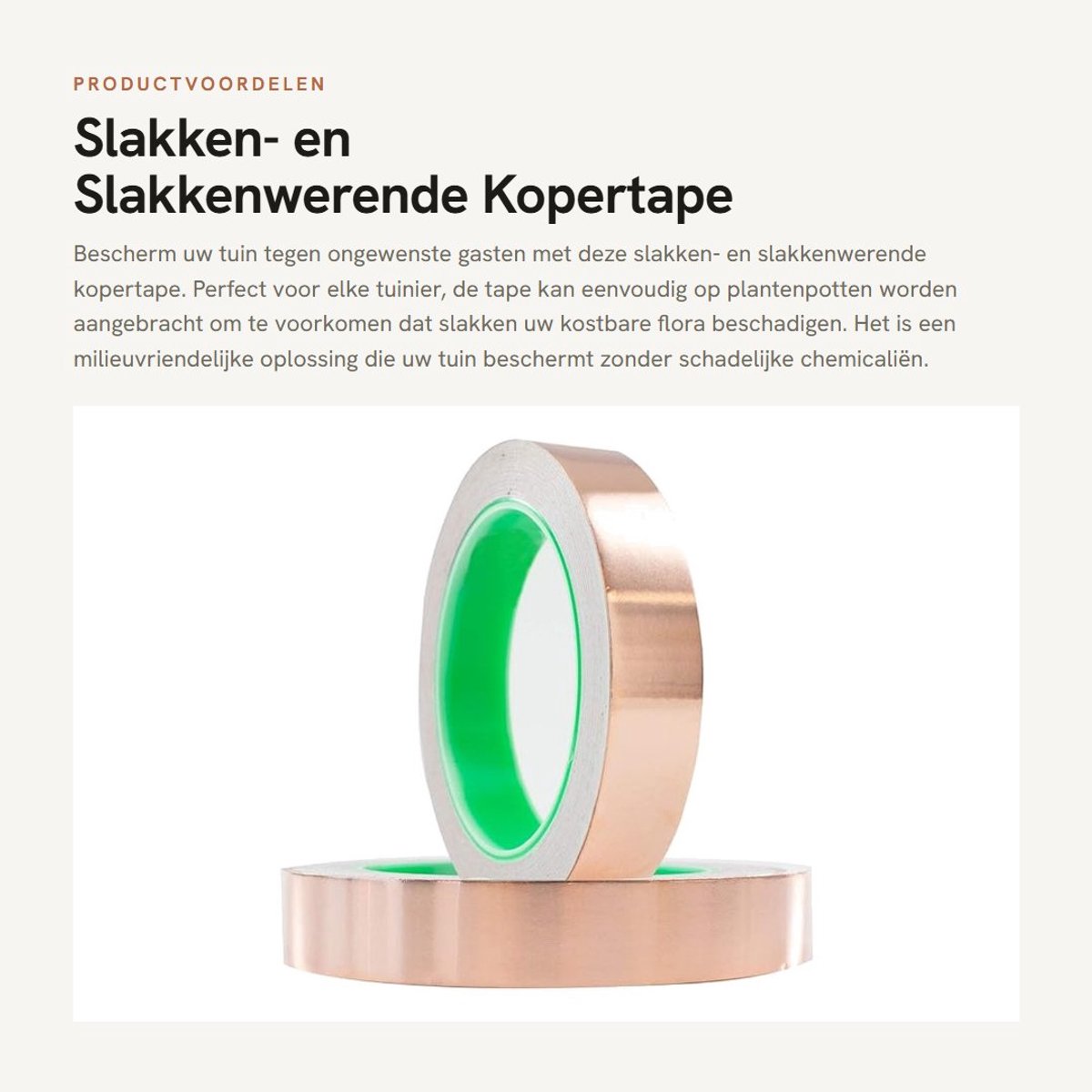 Dailygoods- Kopertape 2-in-1 - Slakkenwerend - Zelfklevend - 20 m Rollen - Ongediertebestrijding - Tuinplantenbescherming - Slakkenband