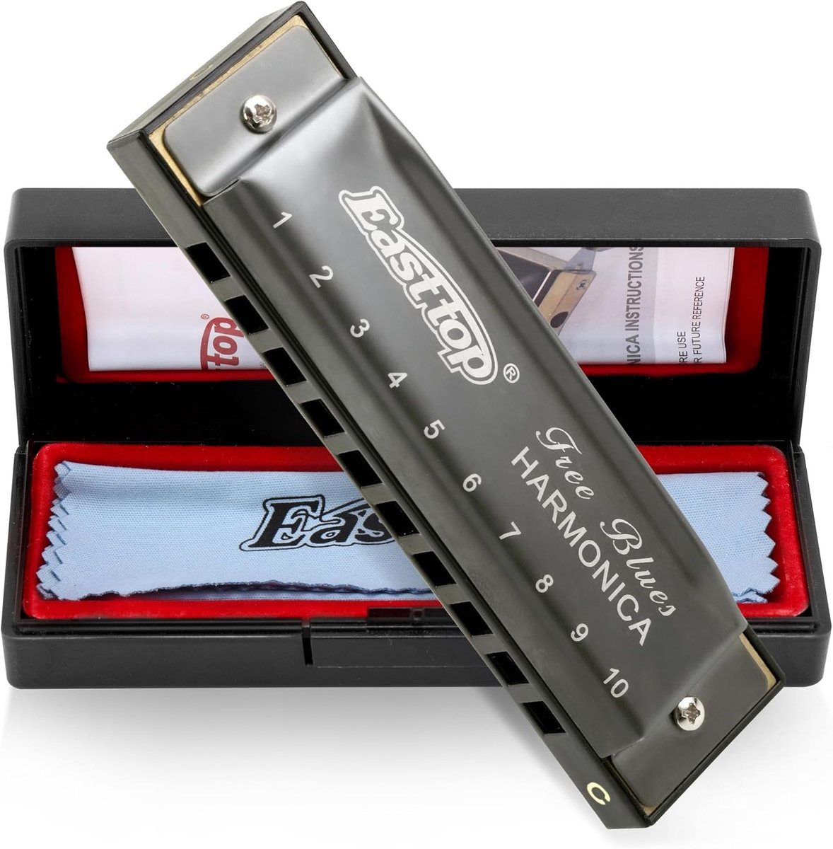 Thijox - Mondharmonica in C, 10 Holes Diatonische Blues Harp, Zilvergrijs, Voor Beginners, Professionals en Studenten, Perfect voor Muziek, Feest en R