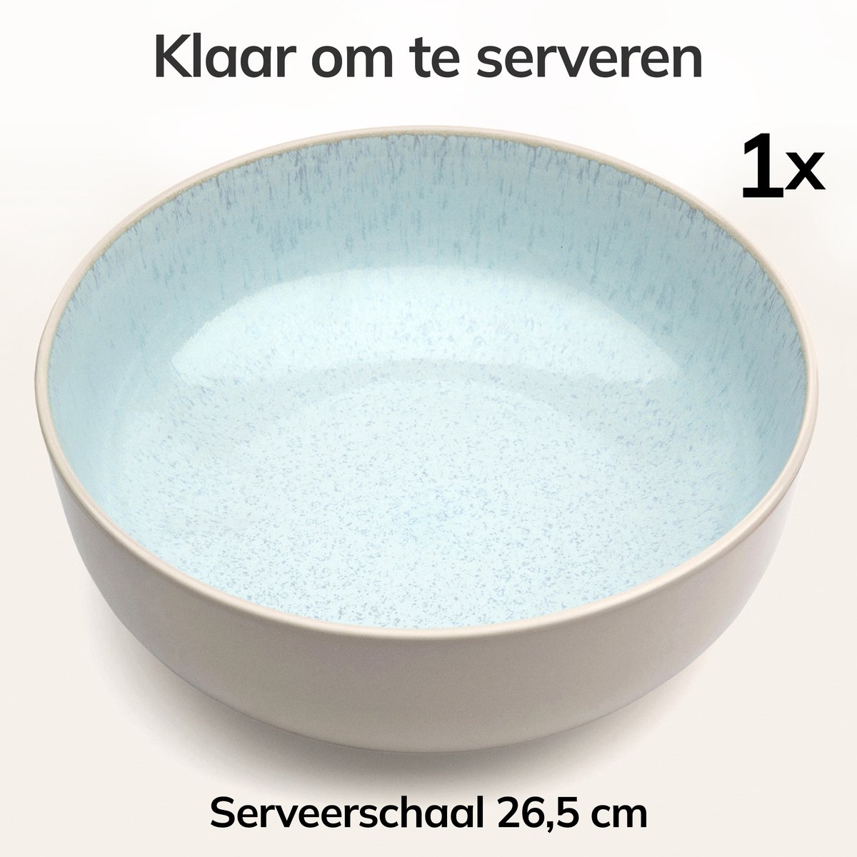 Pure Living Ibiza Light Serveerschaal - Ø 26,5 cm - Beigeblauw - Aardewerk - Vaatwasserbestendig