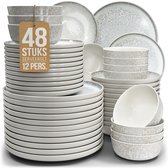 Pure Living Ibiza Light Serviesset 12 persoons - 48-delig - Beige - Aardewerk - Vaatwasserbestendig