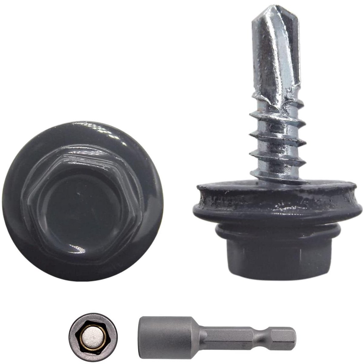 Metalen Dakschroeven - Zelfborende Schroeven - Dakbedekking Bevestigen - EPDM-ringen - 48 x 19 mm - Grijs