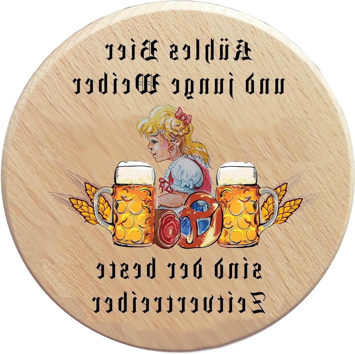 Houten Glasdeksel - Beker Beschermer - Drank Fris Houden - Natuurlijke Graanstructuur - 10 cm - Bruin