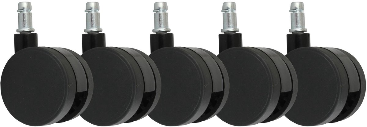 set van 5 wielen voor bureaustoel zwarte pen 11 mm/diameter 60 mm zachte vloer wielen zwenkstoelwielen stoelwielen