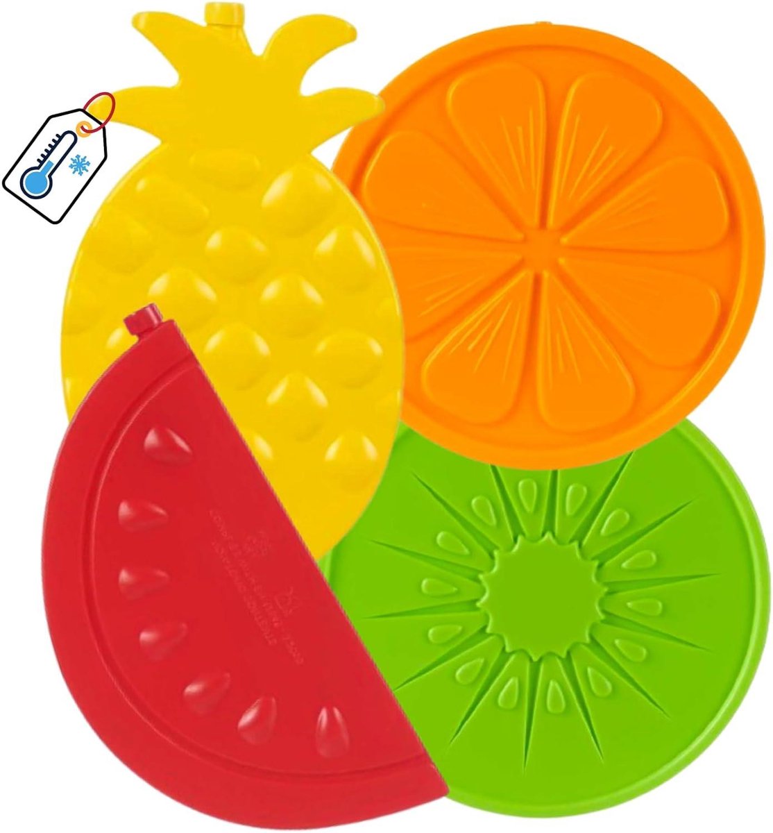 Koelaccu Set - Fruit Vorm - Eten Koel Houden - Herbruikbaar Materiaal - 4 Stuks - Meerkleurig