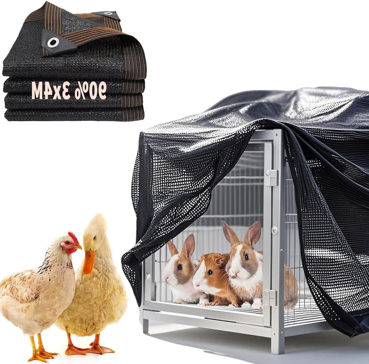 Dierenkooihoes - Beschermhoes - Huisdieren beschermen - 90% UV-blokkade - 3 x 4 m - Zwart