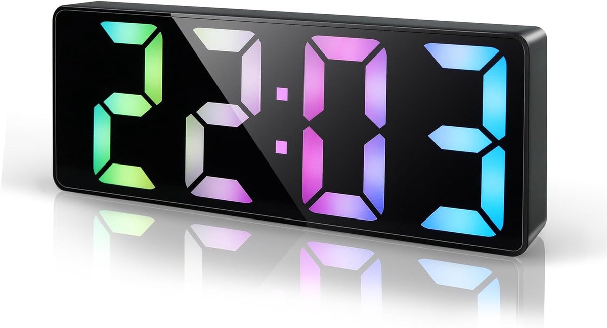 Thijox - LED Digitale Wekker met 17 cm Groot Display, Snooze Functie, Type-C/Batterij Aangedreven, Verstelbare Helderheid, Datum en Temperatuur - Idea