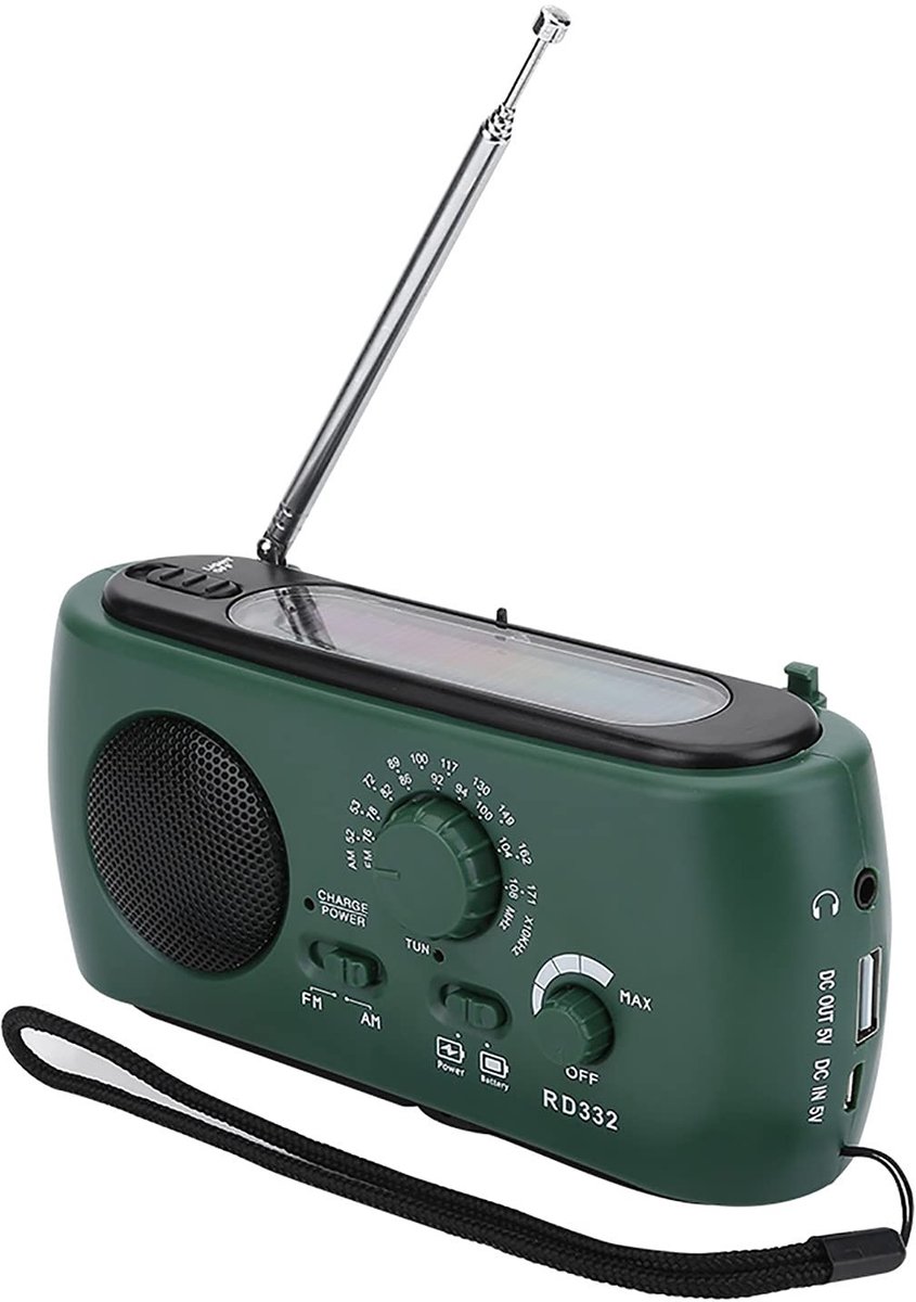 Dailygoods- Noodradio met Solar Oplader - Handcrank - Powerbank