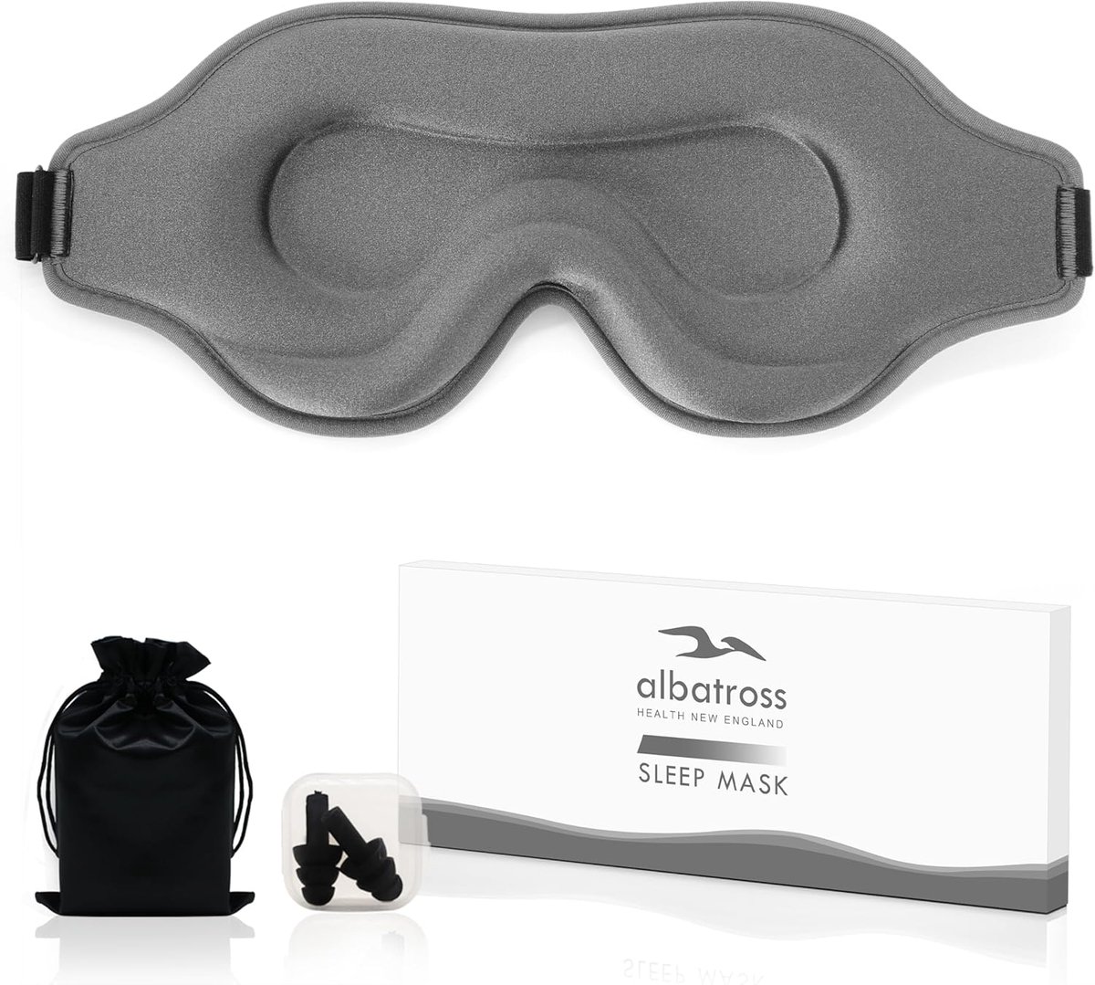 Thijox - Slaapmasker voor Dames en Heren, 3D Oogmasker, Verstelbare Riem, Blokkeer Licht, Ademend en Zacht voor Slaap, Yoga en Reizen - Grijs