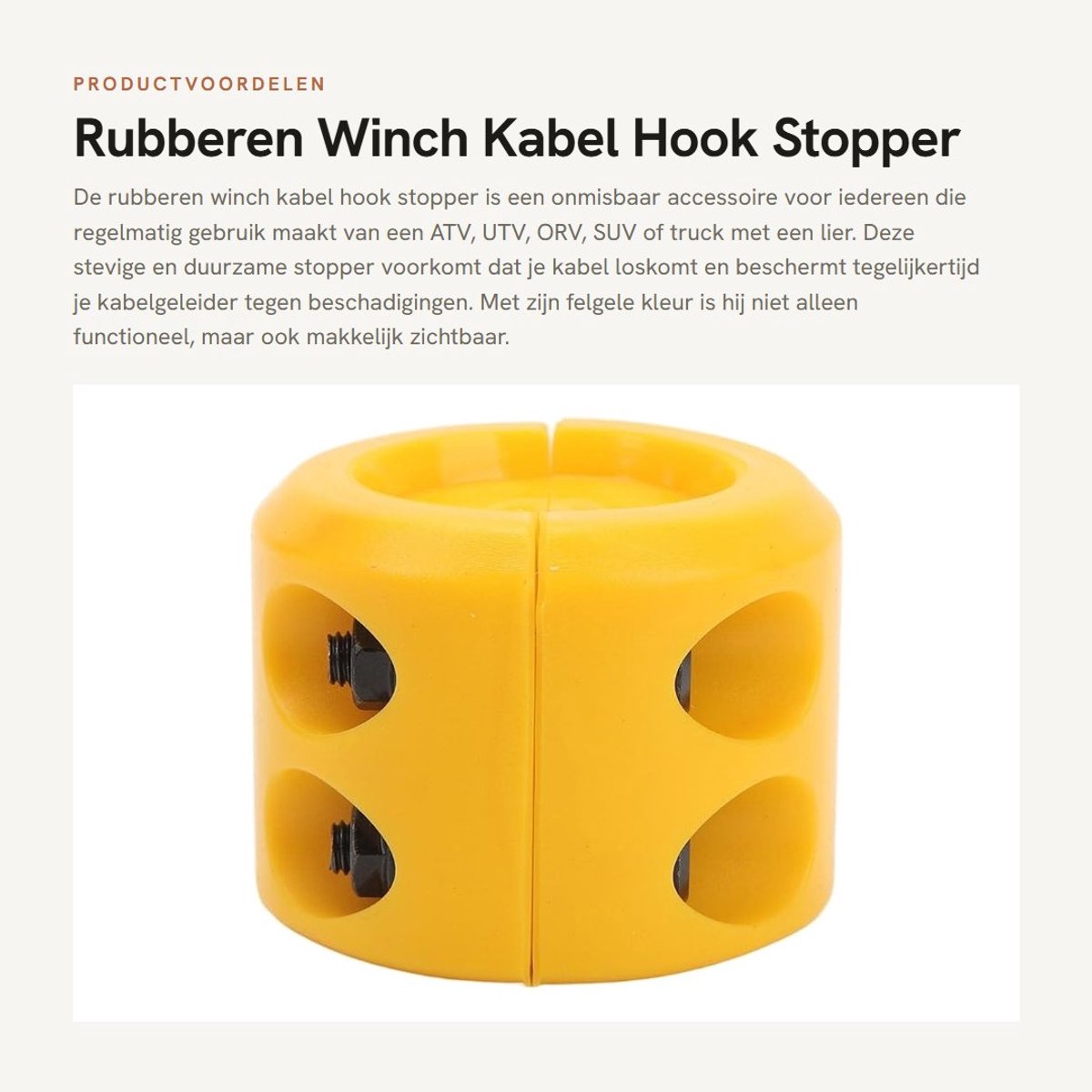 Dailygoods- Haarstopper Rubber - Haakstopper - Waterdicht - Schokbestendig - Duurzaam - Geschikt voor ATV/UTV/SUV/trucks - Winchstopper