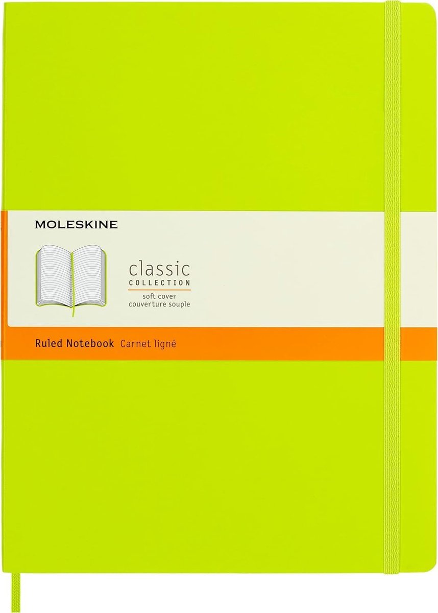 Thijox - Notitieboek A5 - Classic Ruled Notebook - Zachte Kaft met Elastische Sluiting - Groot Formaat 19 x 25 cm - Kleur Citroengeel - 192 Pagina's v