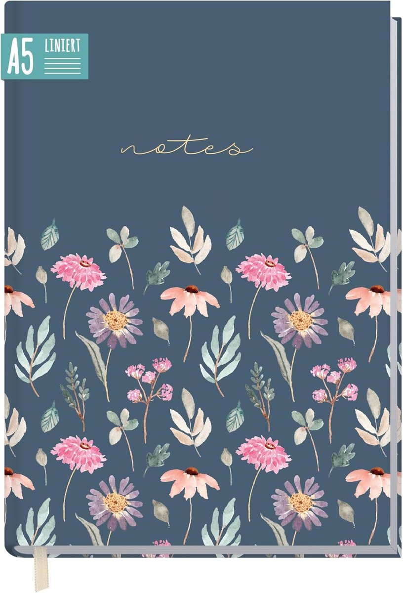 Thijox - Notitieboek A5 Gelinieerd Flying Flowers - 124 Pagina's - Ideaal Dagboek, Journal, Ideeënboek - Duurzaam & Klimaatvriendelijk - Perfect voor