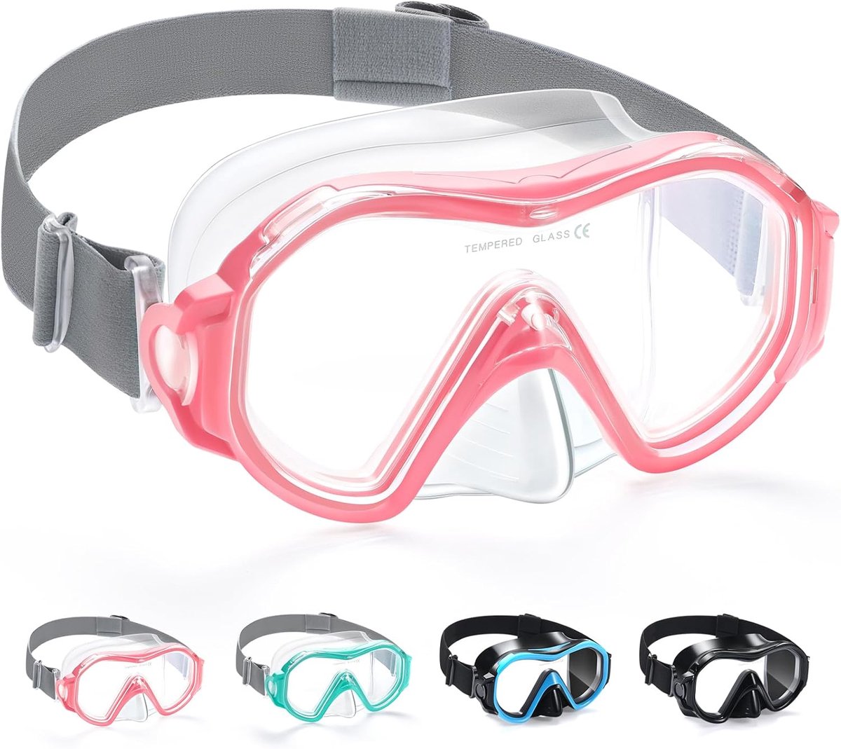 Thijox - Supertrip Duikbril Volwassenen met Neusbescherming, Verstelbare Band, 180° Panoramisch HD Gehard Glas, Snorkelbril voor Heren, Dames en Jonge