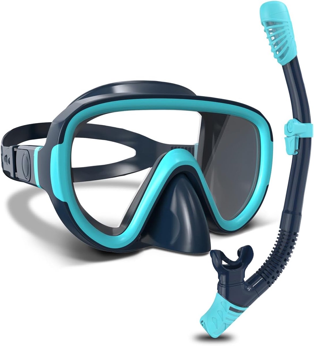 Thijox - Snorkelset Volwassenen Snorkelmasker met Gehard Glas, Droogtopsysteem en Verstelbare Gesp - Duikmasker voor Snorkelen, Duiken en Zwemmen - Do
