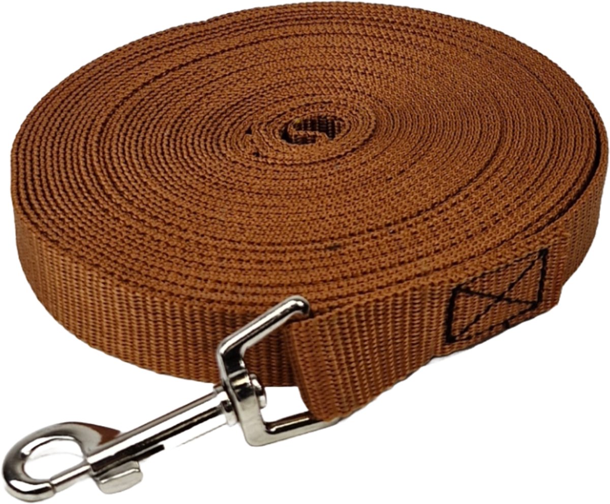 BCF-Products Hondenriem - Hondenriemen - 10 Meter - Oranjebruin - Lange Hondenlijn - Leiband - Sleeplijn - Looplijn - Trainingslijn