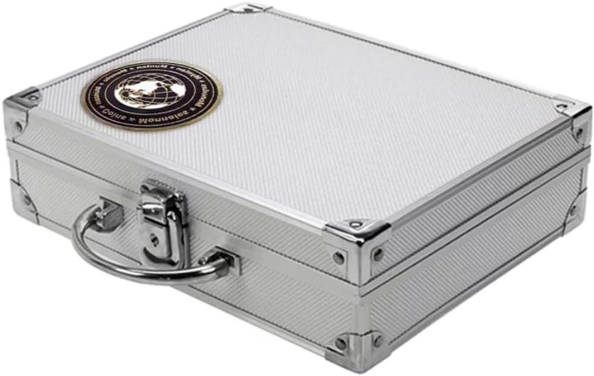 Aluminium Muntkoffer - Verzamelkoffer - Muntencollectie Opbergen - Stevige Aluminium Constructie - 210 x 78 x 256 mm - Aluminiumkleurig