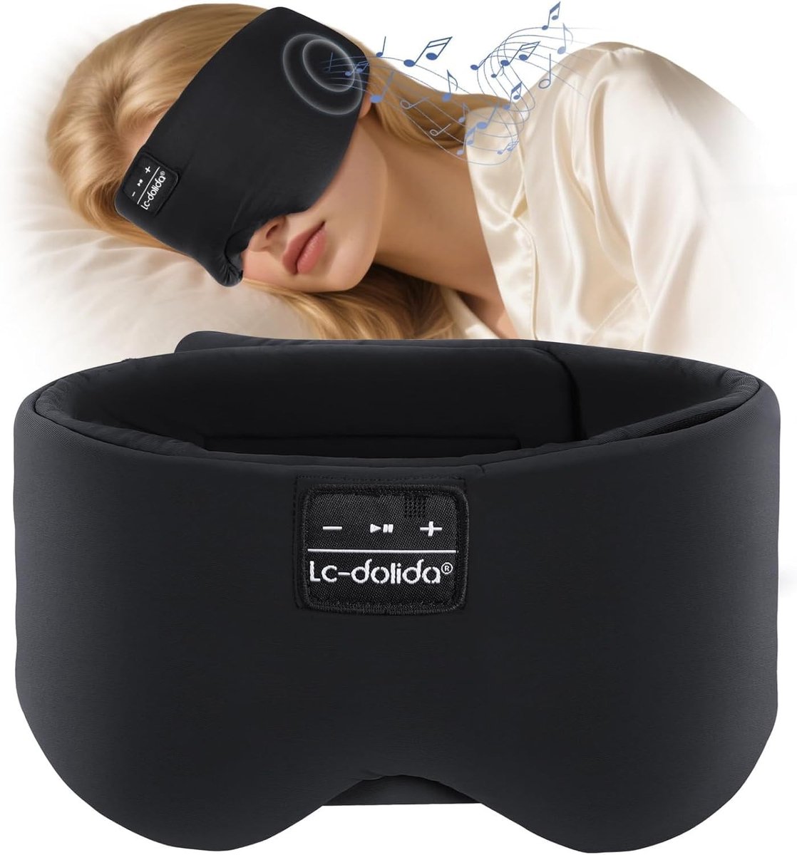 Verbeterd: Verbeterd Bluetooth Slaapmasker met Draadloze Hoofdtelefoon, Verstelbaar Muziek Oogmasker voor Ontspanning, Slaap en Geluiddemping