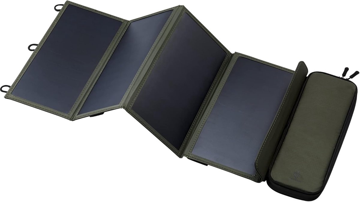 Thijox - Draagbaar Zonnepaneel 28W met Dubbele USB-A Poorten, Waterbestendig Ripstop Nylon, Lichtgewicht en Opvouwbaar voor Camping en Buitenactivitei
