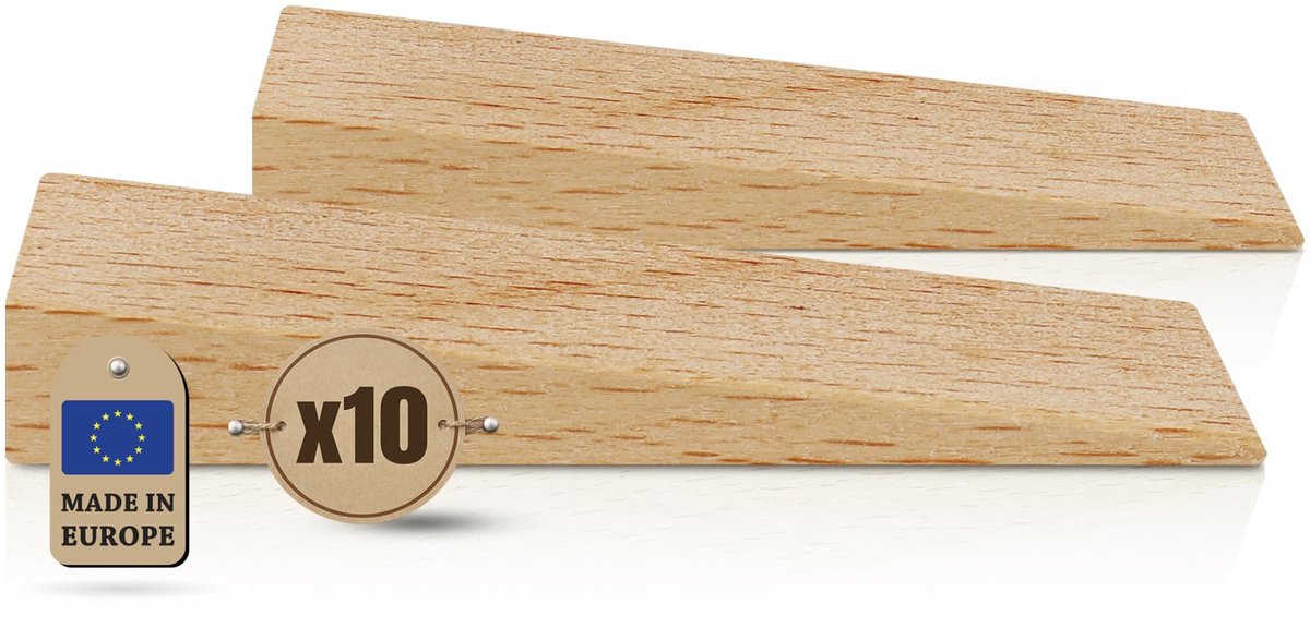 Inovra- Houten Wig - Hardhouten Montagewig - Egalisatiewiggen - Houten Deurstopper - Gereedschap voor Timmerwerk - 10 Stuks 65x20x12 mm
