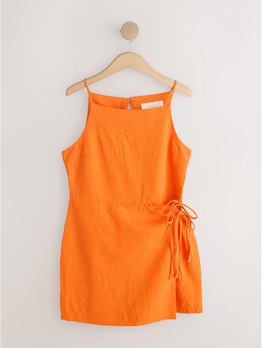 Next - Dames - Playsuit met wikkelrok van linnen - Oranje
